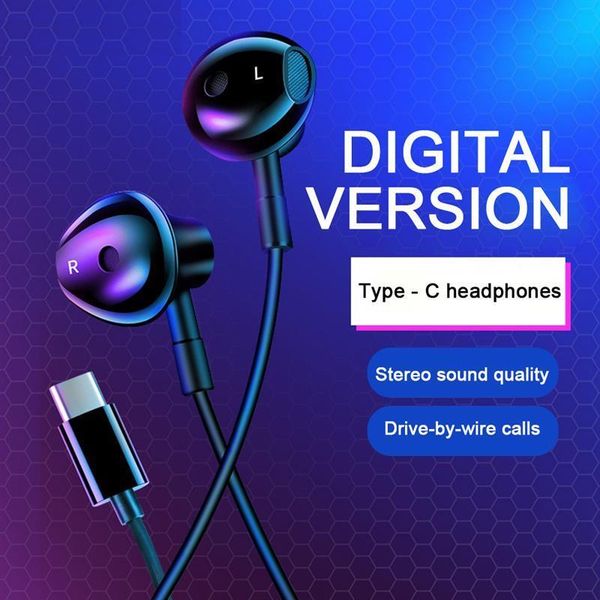 

usb type c earphones wired headset in-ear earbuds with mic for 8se/10/9/6x/note 3 huawei mate 30 pro/p40 pro