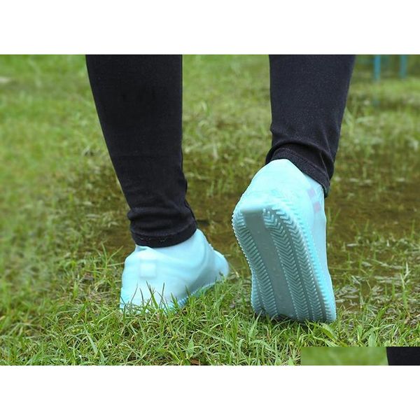 

shoes cover sile gel waterproof rain shoes covers reusable rubber elasticity overshoes non-slip wear-resi qylloq sweet07
