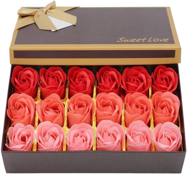 

18pcs scented rose flower petal bath body soap wedding party gift flor de jabon home decoration holding flowers