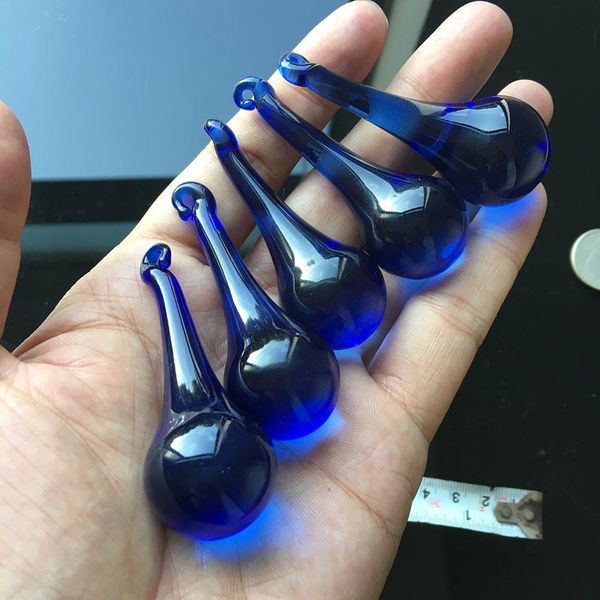

5pcs 60mm blue glass water drop chandelier pendants crystal curtain parts icicle crystal chandelier suncatcher diy h bbymzj