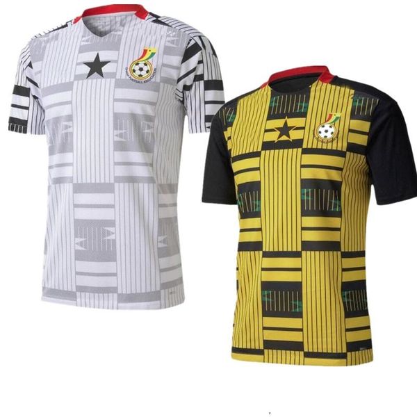 

20 21 ghana thomas national team soccer jerseys 2020 2021 schlupp kudus j.ayew caleb ekuban samuel owusu home away yellow football shirt, Black;yellow