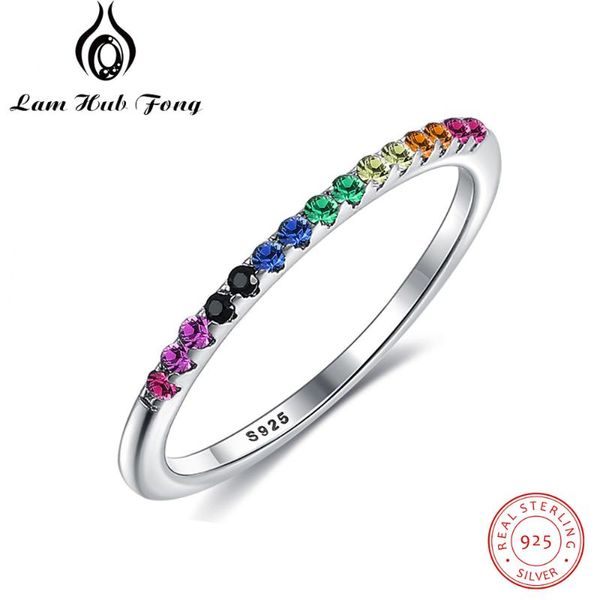 

cluster rings colorful cz stone ring 925 sterling silver wedding for women rainbow color engagement jewelry (lam hub fong), Golden;silver