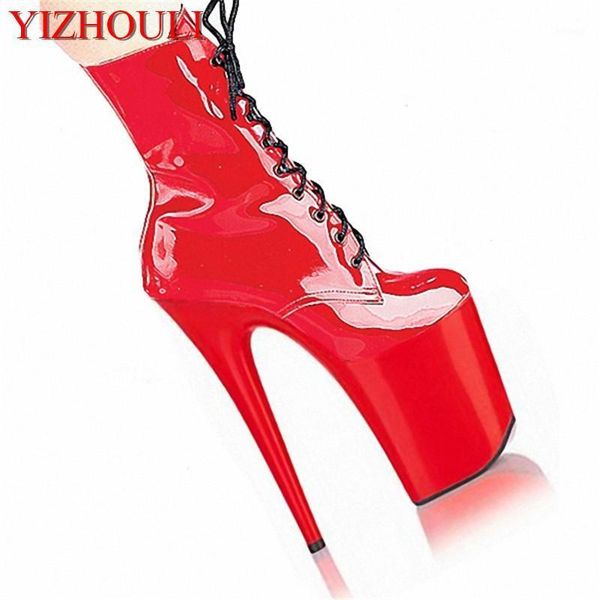 

20cm red elegant fashion with high heels lady ankle boots 8 inch high heels boots platform gladiator1, Black