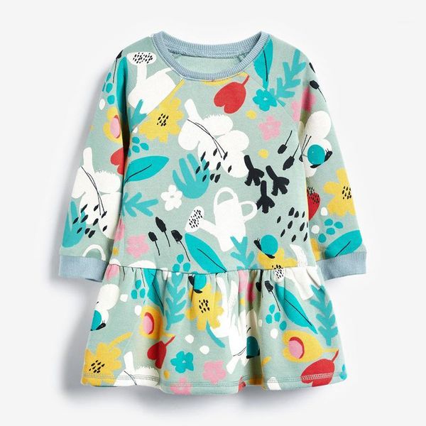 

girl's dresses kids baby girls autumn spring long sleeve graffiti toddler knee-length dress european and american style clothes 18m-6y1, Red;yellow