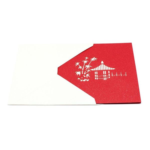 

10 pack wholesale vintage building pop up card birthday with envelope sticker laser cut invitation greeting card kirigami gift jllckm