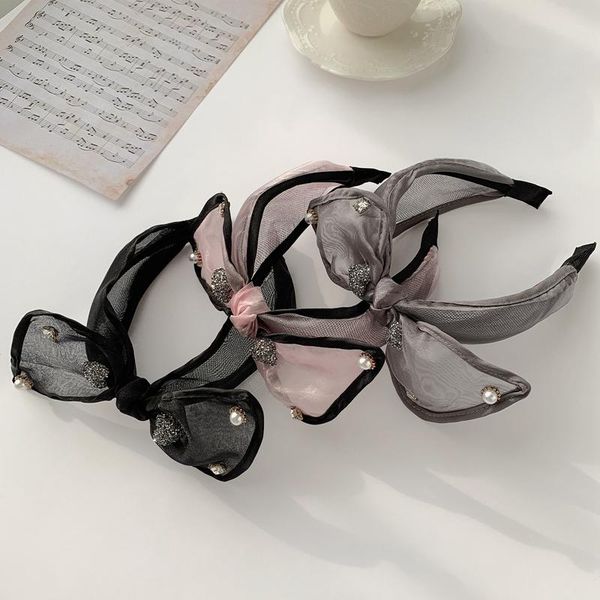 

hair accessories fashion cute shinning bow headband hairband for women girls sweet pearl hoop band korean headwear headdress