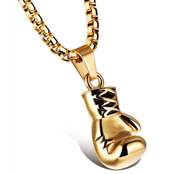

boxing glove pendant necklace stainless steel chain sports fitness charm necklace for fighters boxer athlete boxing jewelry, Silver