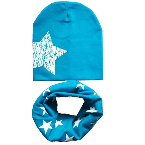 

new autumn winter cotton baby hat scarf set big stars print baby boys girls beanies caps toddler child cap scarf for swy sqcshn, Red;brown