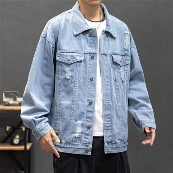 

and mens mode hip hop jackets from men's hole streetwear solid turn-down collar jacket jeans plus size 5xl ha78, Black;brown