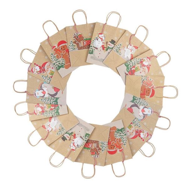 

6шт пакет 9 рождество подарочные пакеты санта крафт box бумаги с ручкой день рождения свадьба партии сувениры подарочные пакеты упаковка для