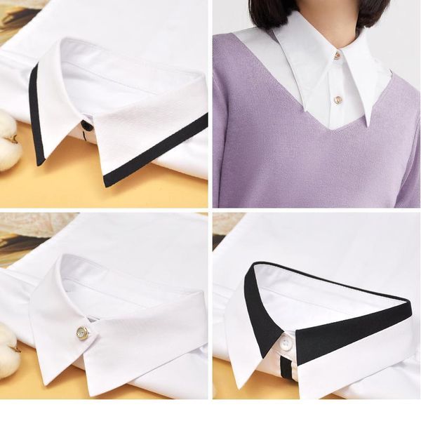 

elegant fake collar shirt cotton white detachable collar fake women vintage ladies false blouse collar lapel half shirt qyluka