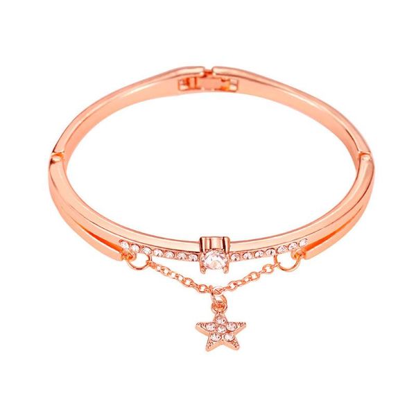 

charm bracelets fashion design five star pentagram bracelet tassel bangle chain wristband jewelry gift for women, Golden;silver