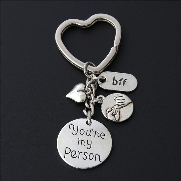

keyring hand-in-hand love pendant parent-child lovers jewelry friendship gift for friend swear keychain, Silver