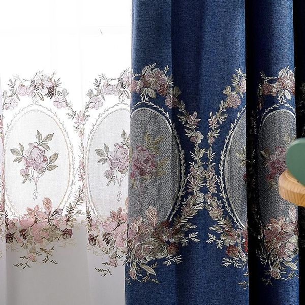 

curtain & drapes high precision mianma shading mirror flower embroidery european can be customized