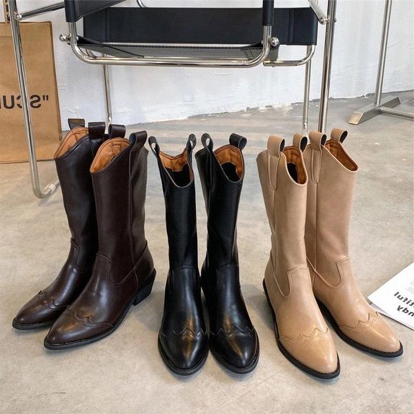 

ins women mid calf boots fetish zipper knight vintage boots low 6cm high heels platform winter warm booties lady retro shoes #6e9e, Black