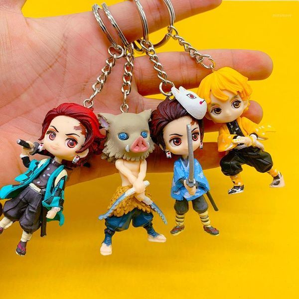 

keychains japanese anime demon slayer keychain brinco blade of ghost key chains choker kamado tanjirou same jewelry fans brelok gift1, Silver