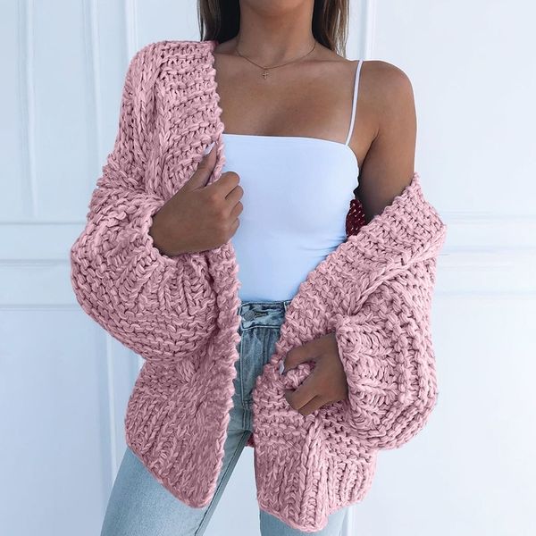 

pink oversized cardigans women autumn winter casual warm loose plus size 5xl sweater cardigan ladies knitted coats ladies 201030, White