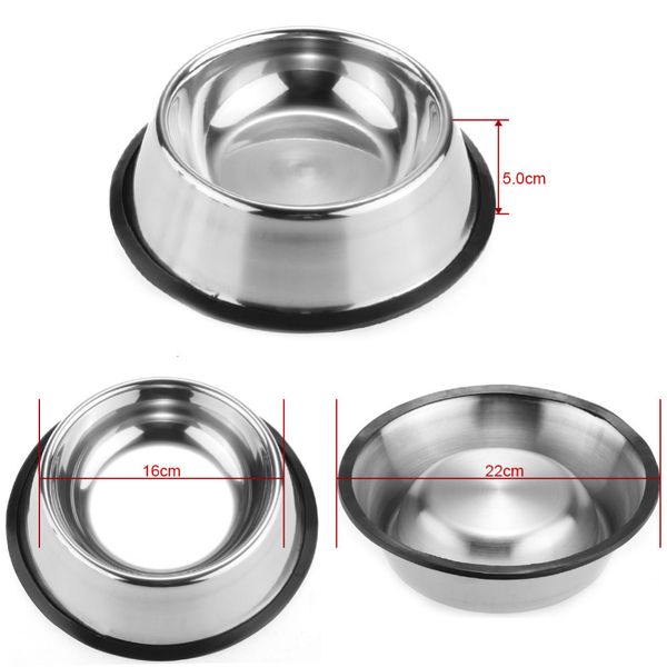 

pets standard stainless steel pet dog bowls puppy cat food or drink water bowl dish 77