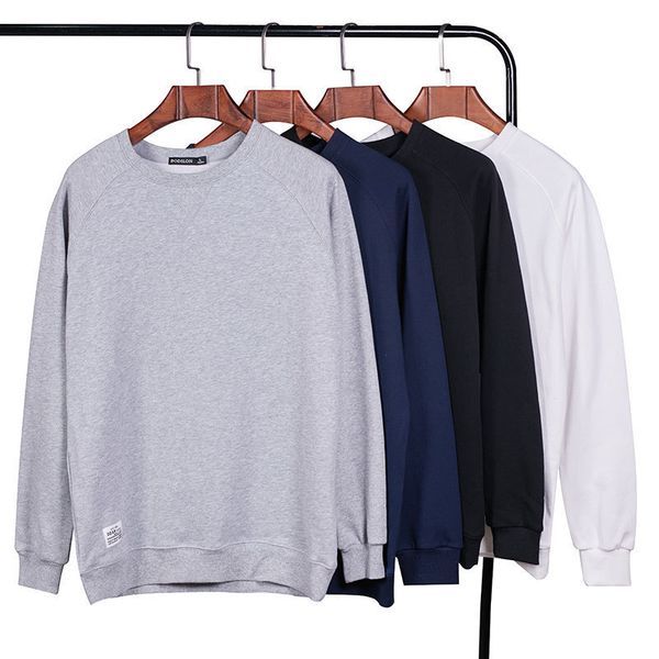 

solid casual sweater 2019 new round neck sports pullover long sleeve t-shirt men's clothing bottoming shirt, Gray