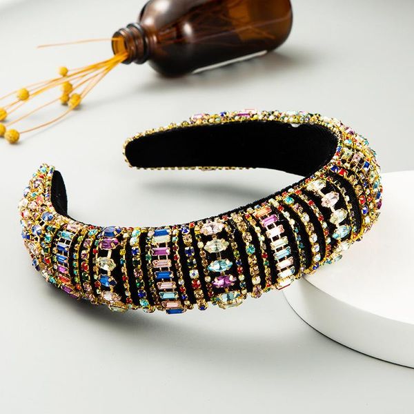 

new selling temperament all-match super flash color rhinestone headband baroque palace style headband hair accessories, Slivery;white