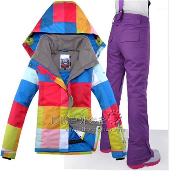 

skiing jackets female and snowboarding suit snow jacket + pant waterproof windbreaker ski winter clothing 1