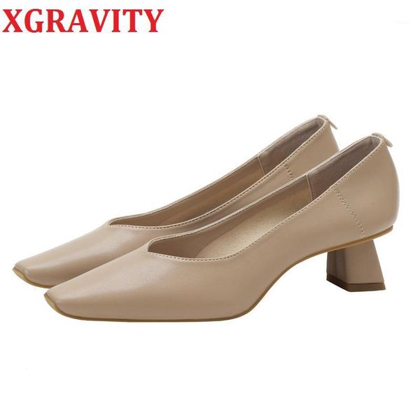 

dress shoes xgravity autumn square toe high heel woman winter short ladies ins vintage lady strange shoe a1031, Black
