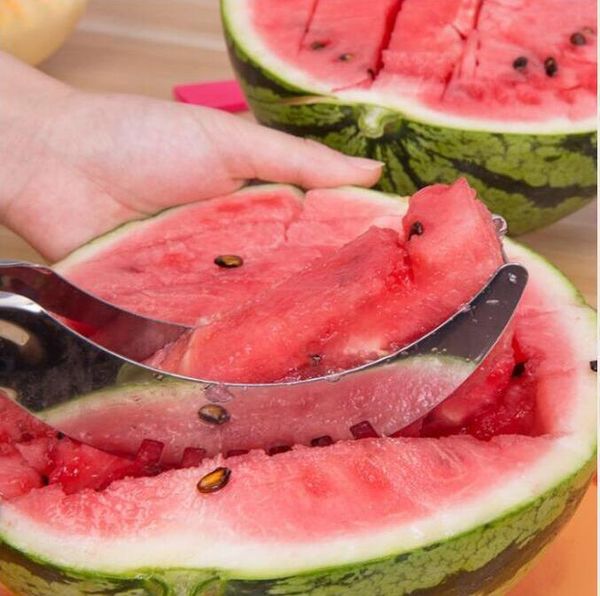 

new}watermelon slicer cutting clamp slicing artifact stainless steel melons knife cutter corer scoop fruit vegetable tools dhb2185