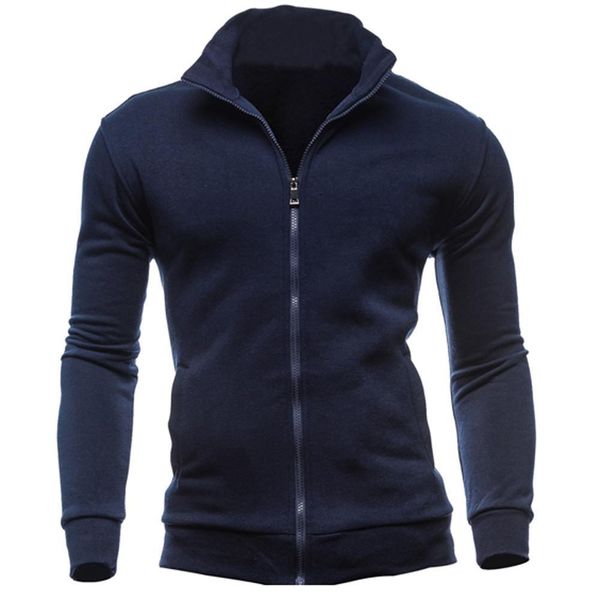 

2020 men's sweatshirt clothing fashion zip stand collar solid man casual outwear tracksuits hoody #zer, Black