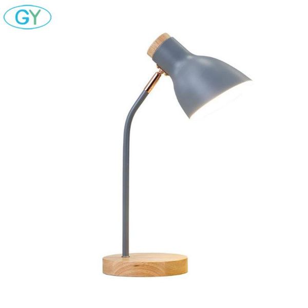 

110v 220v e27 wood table lamp yellow pink gray dimmable desk light bedside bedroom adjustable reading book light home decor