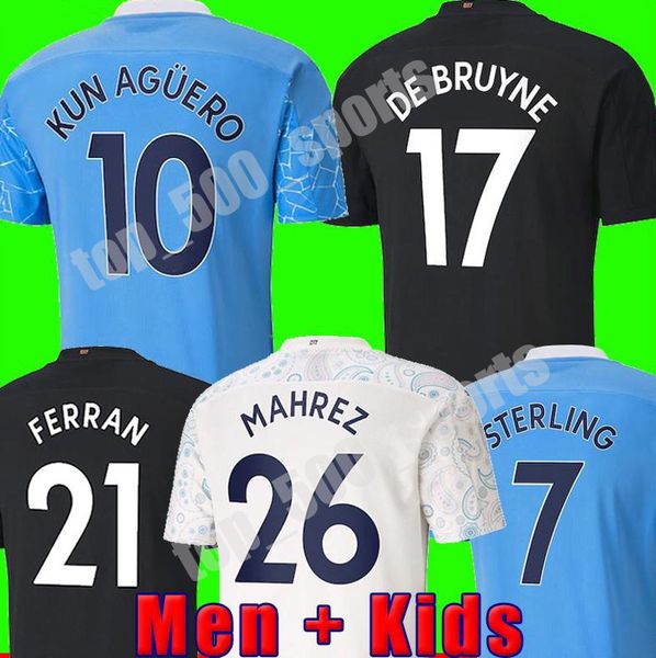 

2020 2021 bernardo sterling de bruyne kun aguero mahrez 20 21 manchestercity soccer jersey football shirt men child kids kit sets uniform, Black;yellow