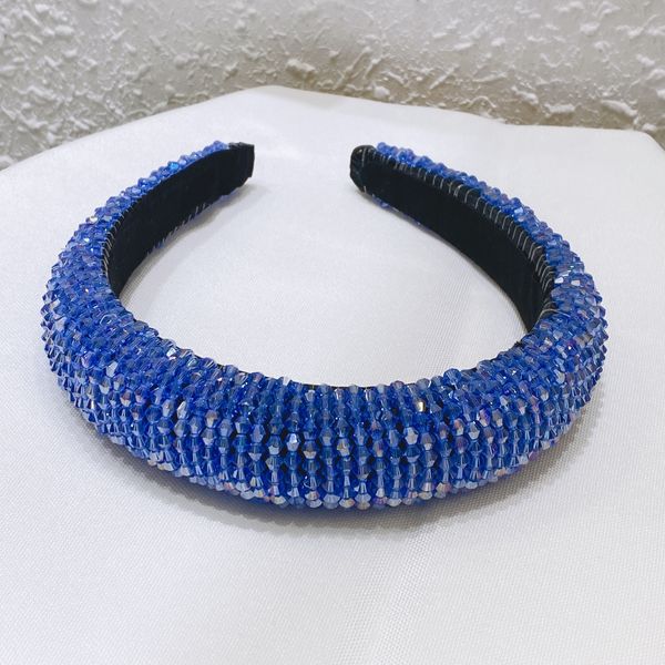

european and american high-grade baroque string zhuhai cotton hair hoop simple crystal wide hair hoop fashion handmade beaded hair ornaments