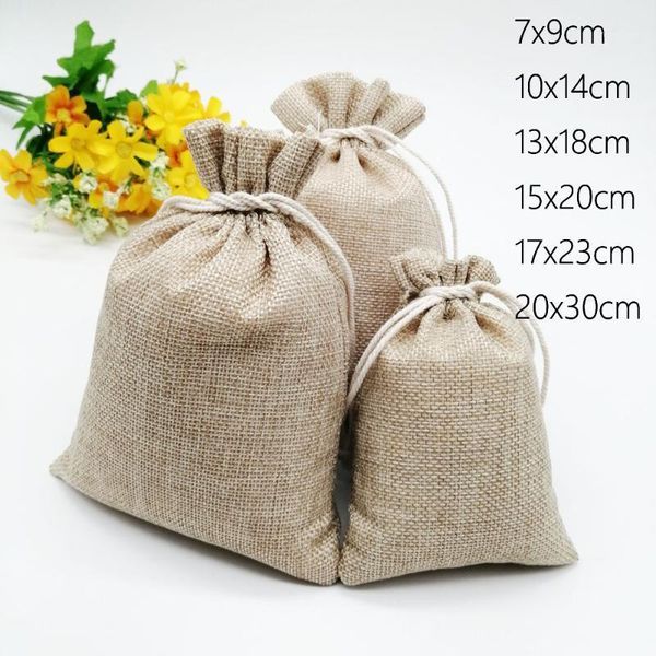 

gift wrap 10pcs jute linen bags for jewelry display drawstring pouch box packaging bag wedding/christmas burlap diy1