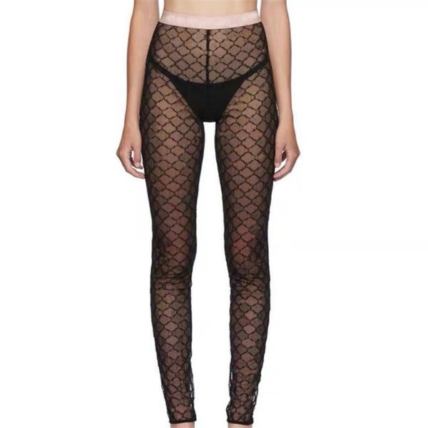 Klassische Brief Mesh Strumpfwaren Designer Stickerei Strumpfhosen Frauen Atmungsaktive Strumpfhosen Hohe Qualität Jacquard Leggings Für Dame Geschenk