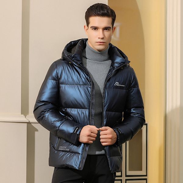 

2020 new winter jacket short-boned shiny down blazers fashion young men's high-quality jackets uvk2, Black