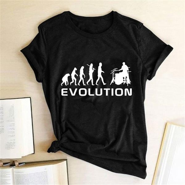 

funny women t shirt ape man evolution drummer summer tshirt harajuku short sleeve fashion tee shirt humouristique femme, White