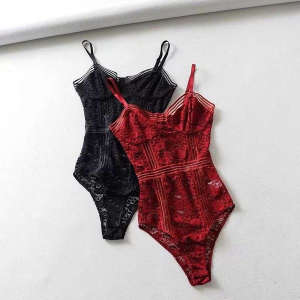 

spring 2019 feng shui floral lace sling one-piece open back t-shirt for women, Black;gray