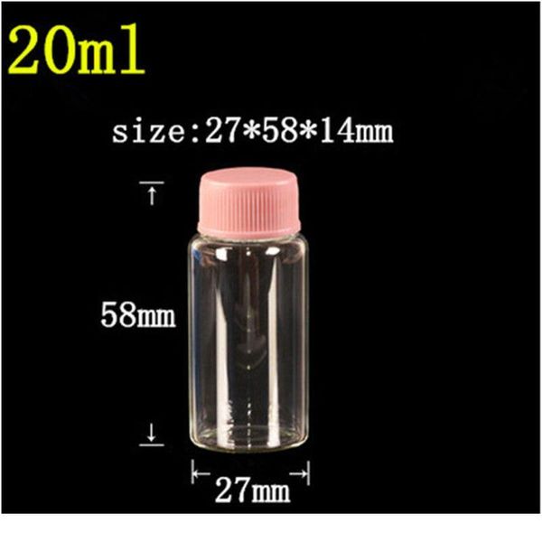 

27*58*14mm 20ml glass jars with plastic cap transparent empty glass bottles jars containers 50pcs/lot 27*58*1 jlllvr