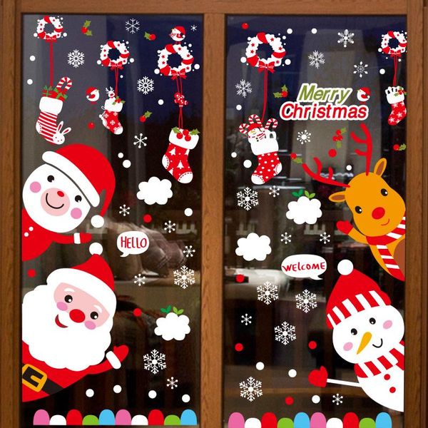 

wall stickers [shijuehezi] christmas glass diy socks santa claus decals for living room bedroom window year decoration