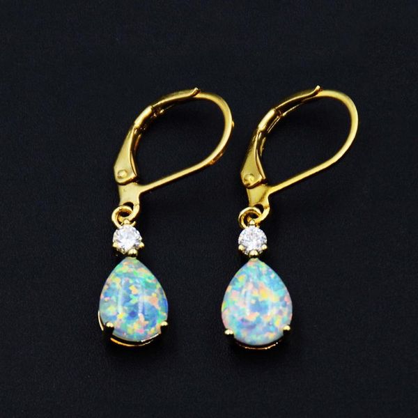 

elegant white fire opal drop earring, Silver