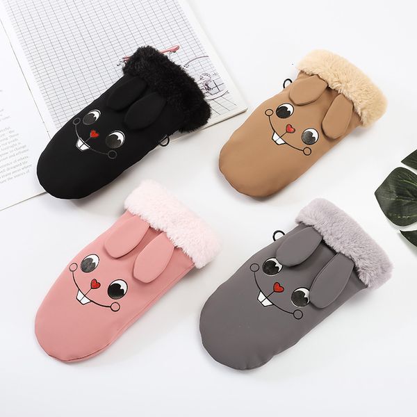 

children's korean cartoon gloves winter windproof waterproof skiing high elastic wool lock warm plush thickening rt-2, Blue;gray