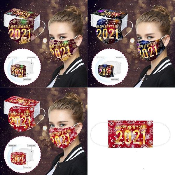 

2021 happy new year celebration adults colorful printed disposable facemask dustproof and breathable protective fashionoutlet9bga