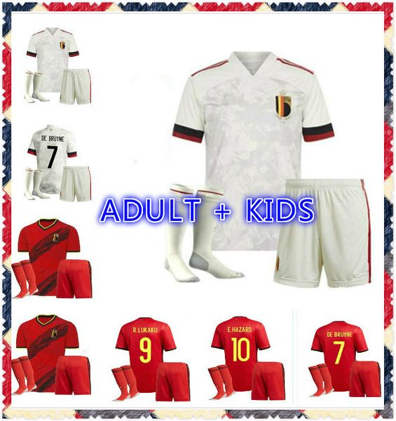 

kids kit 20 21 belgium soccer jerseys de bruyne lukaku home away 2020 2021 hazard batshuayi kompany dembele child set football shirt, Black;yellow