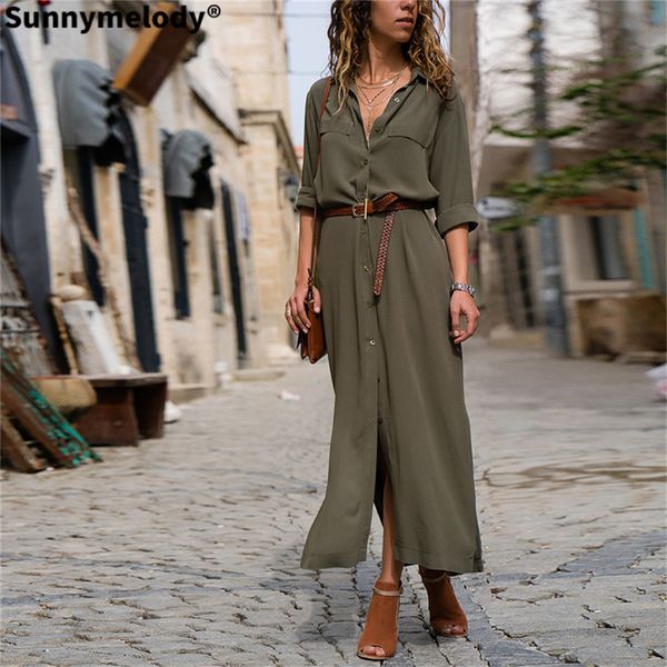 

2020 new autumn winter women dress long sleeve long dress plus size pocket with belt slim office loose dress for ladies lj201202, Black;gray