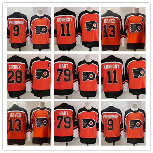 

2021 new 11 travis konecny hockey jerseys philadelphia flyers reverse retro 13 kevin hayes carter hart claude giroux 9 ivan provorov jerseys, Black;red