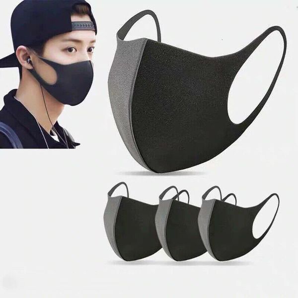 

24h shipping mouth face mask black cotton blend anti dust and nose protection k-pop mask fashion reusable masks for man woman fy9041, Silver