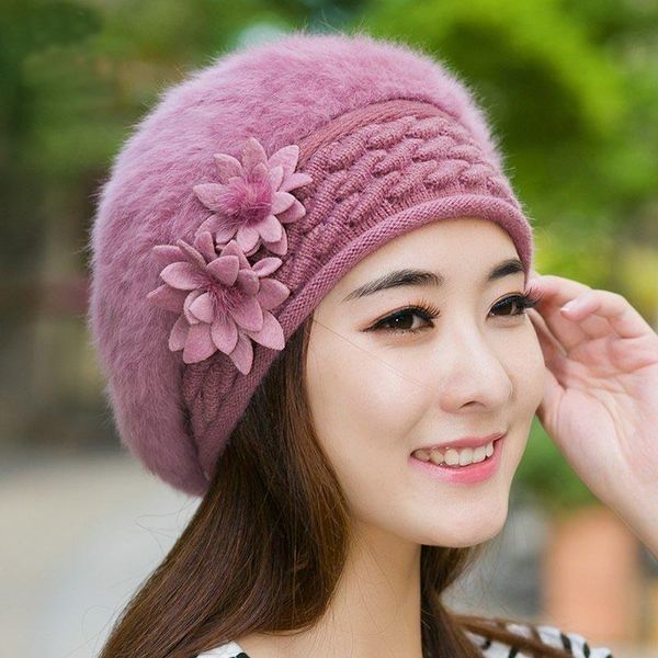 

winter hats for women solid color girls autumn female casual beanie caps wool blends soft warm knitted cap wholesale, Blue;gray