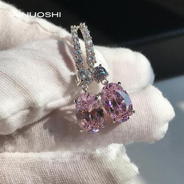 

stud ainuoshi 925 sterling silver 8x12mm oval cut multiple simulated gemstone simple earrings for women jewelry gift, Golden;silver