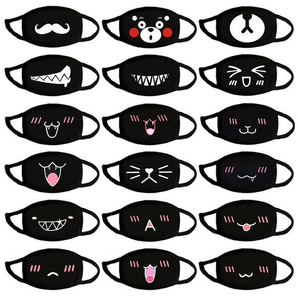 

factory anime cute bear party kids fun lower half face mouth muffle reusable dust warm windproof cotton mask black