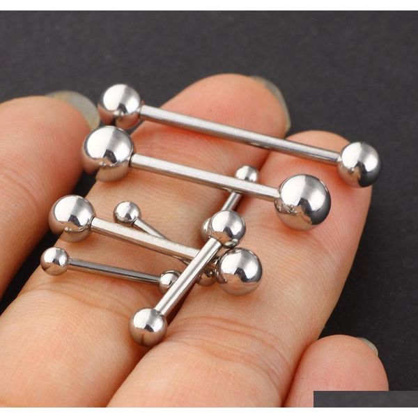 

tongue barbell ring stainless steel 70pcs /lot mix 7 sizes body piercing jewelry tongue ring fashion 5lv86, Silver