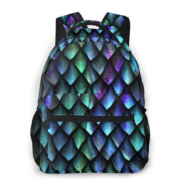 

fashion backpack women men students backpacks dragon scales travel bag bookbag1